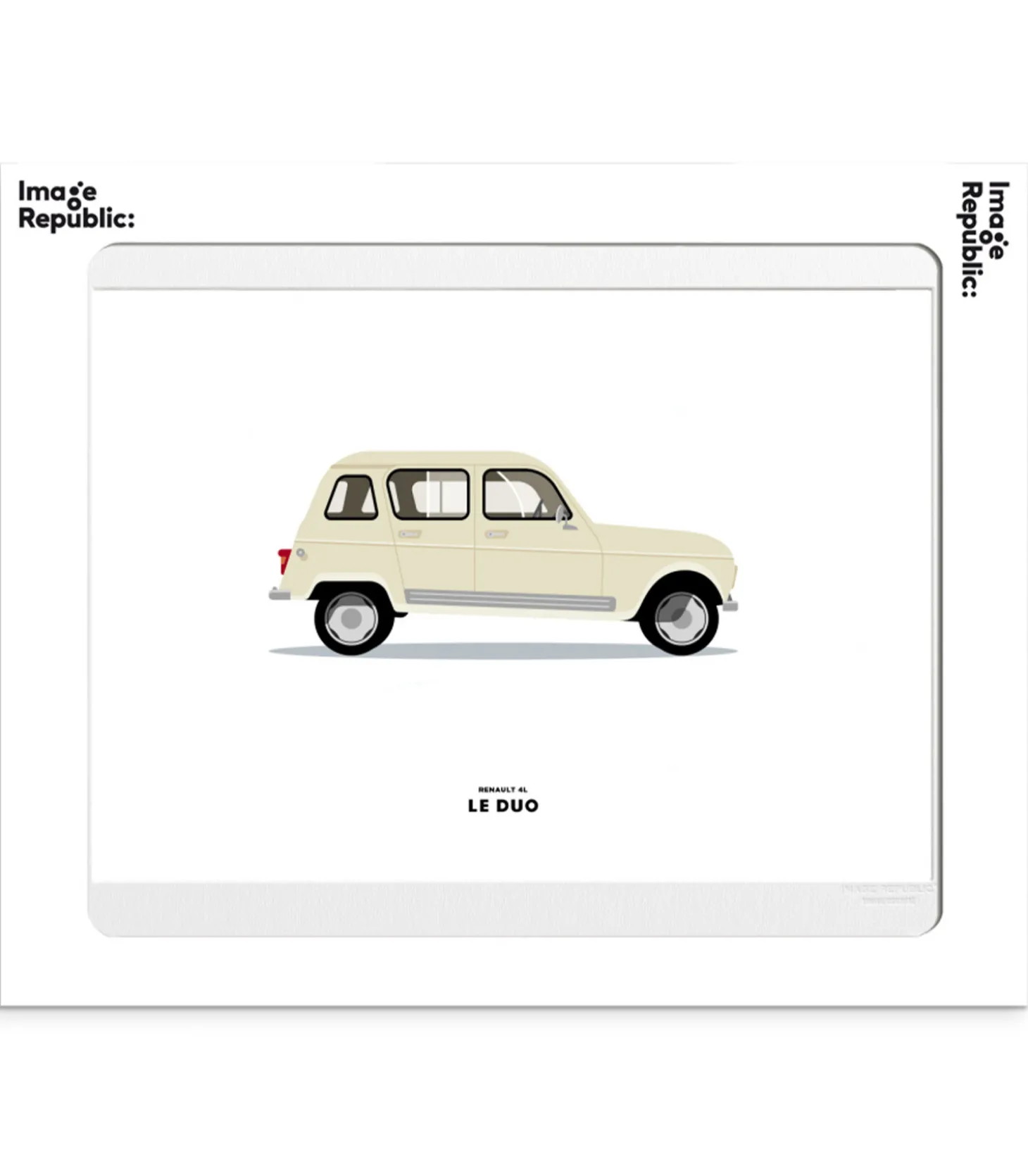 Affiche Le Duo Voiture Renault 4L beige 40 x 50 cm-Image Republic Shop