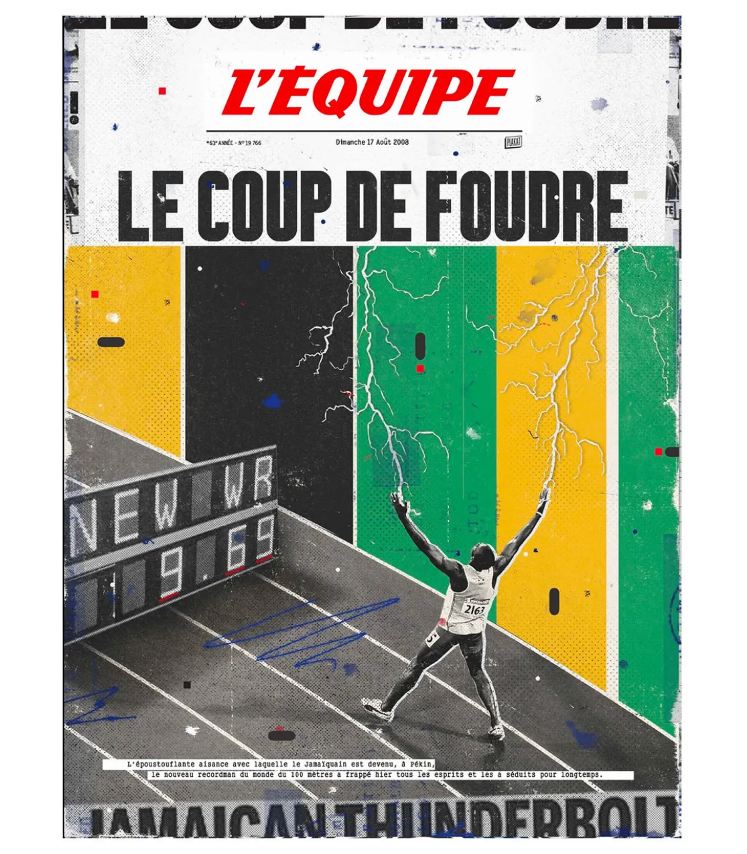 Affiche L'Equipe Bolt 50 x 70 cm-Plakat Cheap