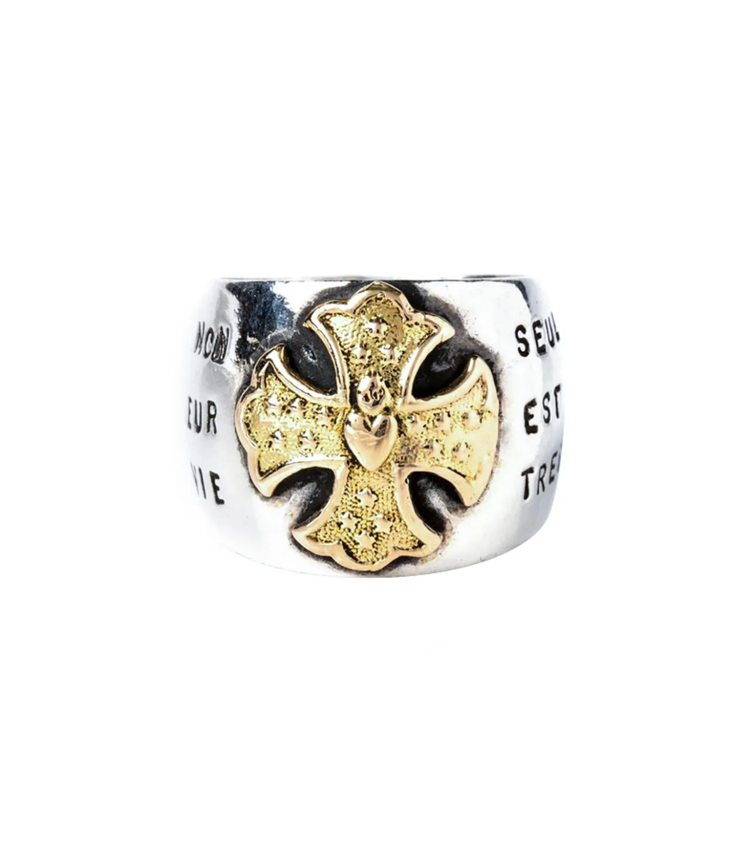 Bague Gold Cross en argent et or-Corpus Christi Store