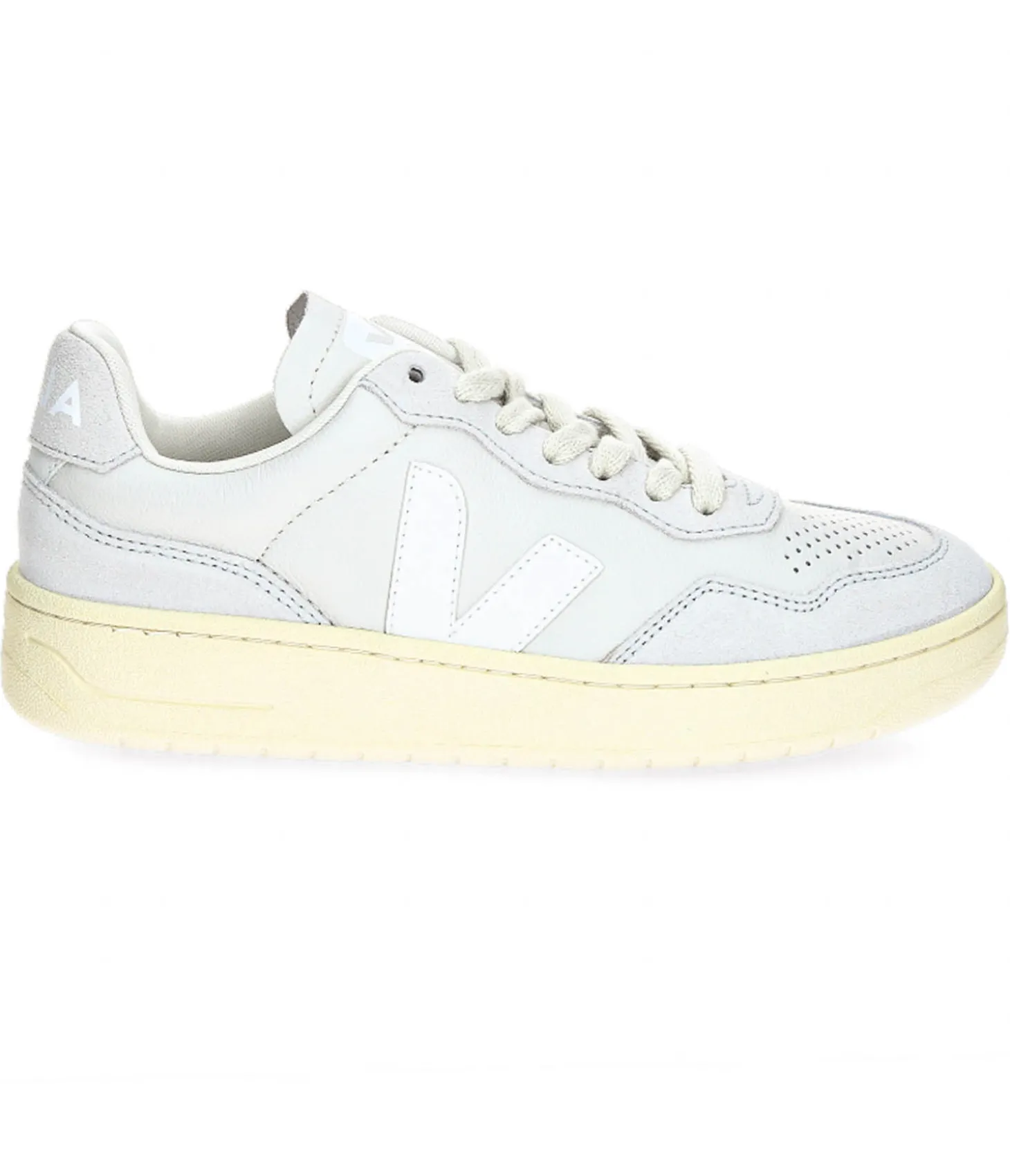 Baskets V-90 Leather Gravel White-Veja Cheap