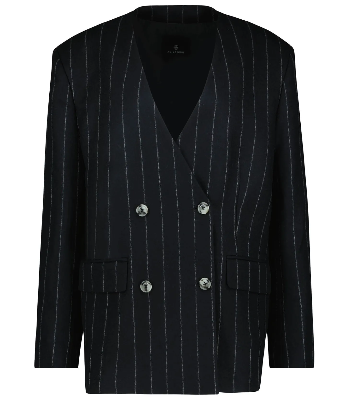 Blazer Maron Dark Grey Pinstripe-Anine Bing Cheap