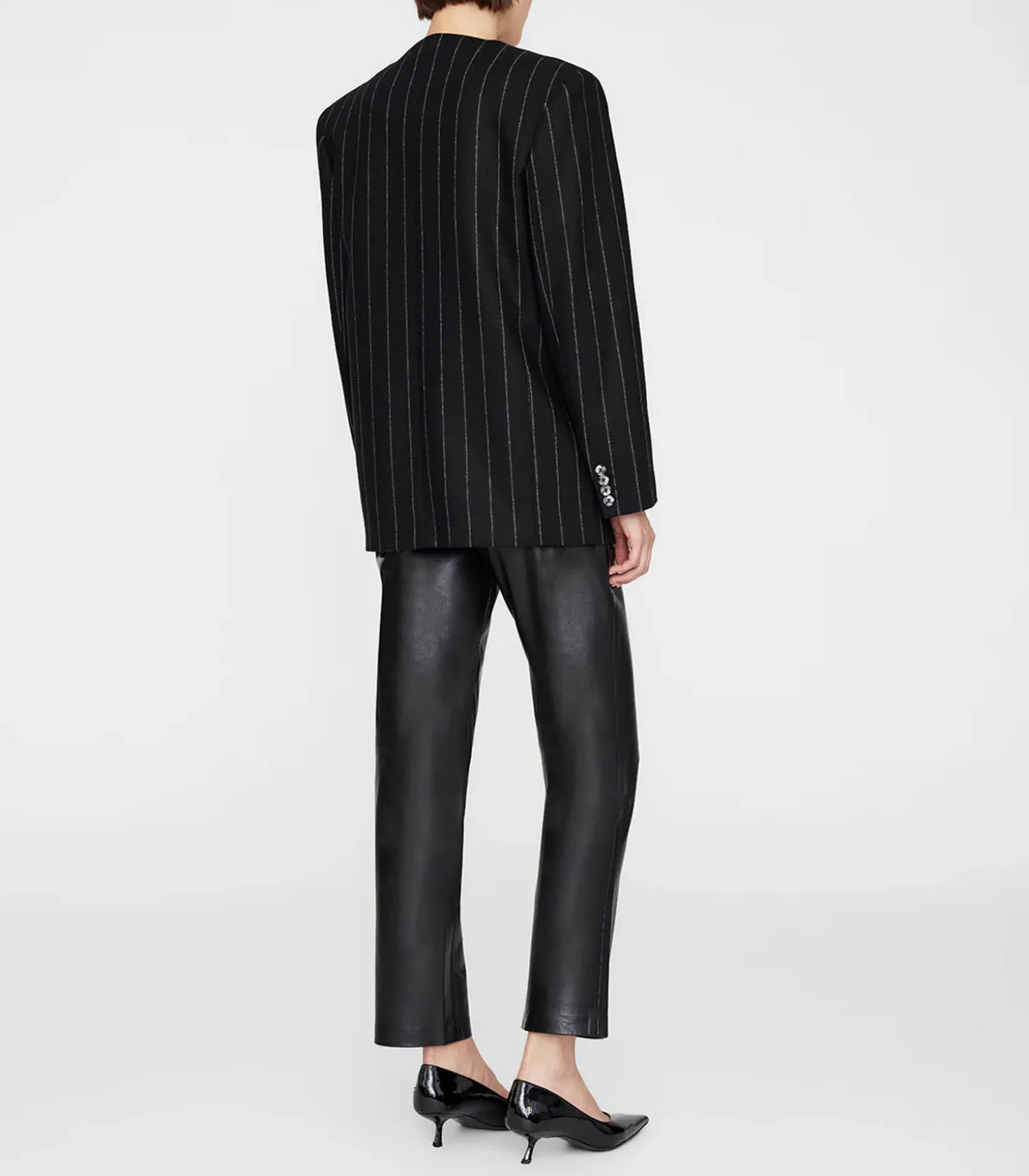 Blazer Maron Dark Grey Pinstripe-Anine Bing Cheap