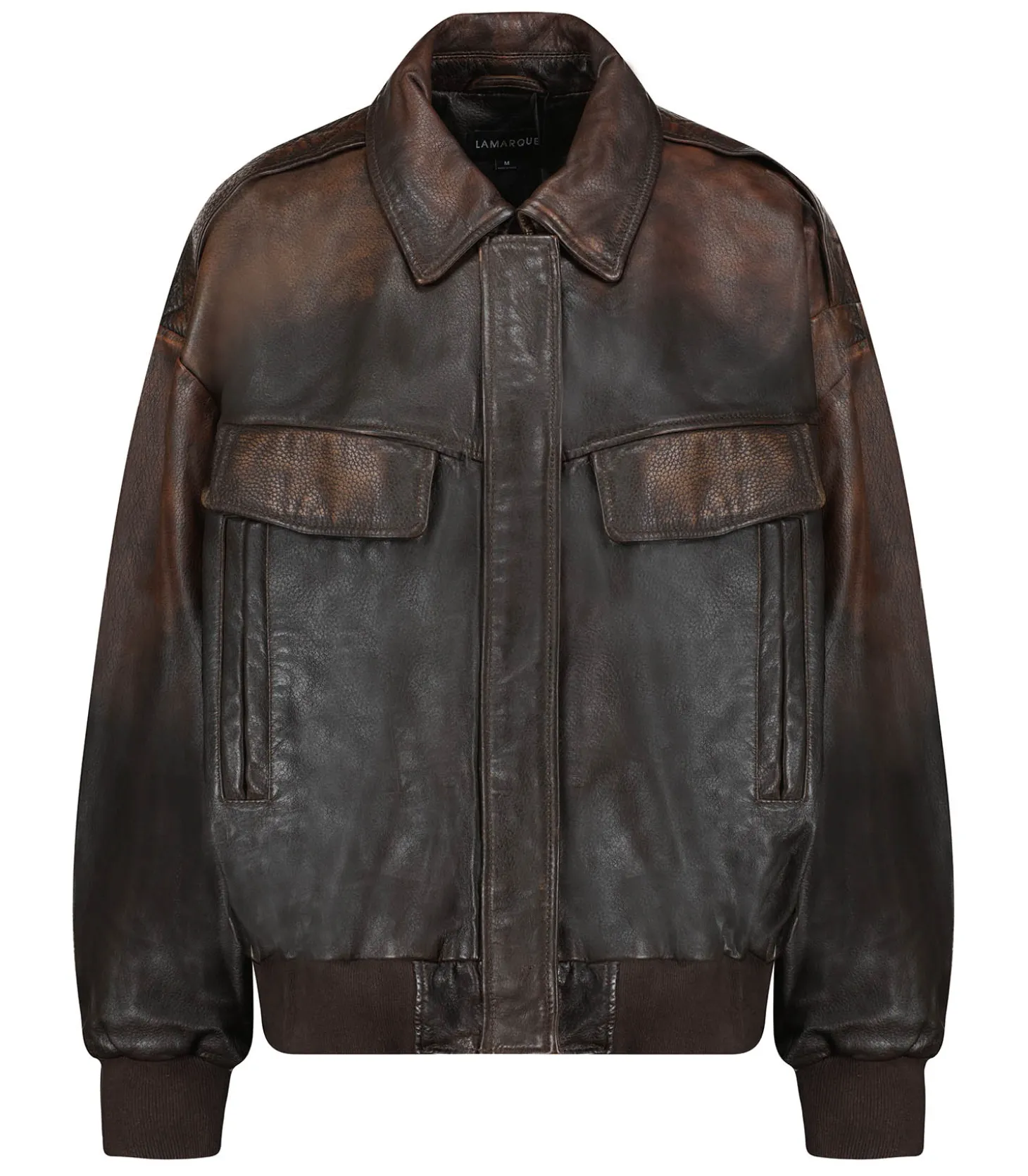 Bomber en cuir Trevanna Rub Off Brown-LAMARQUE Best