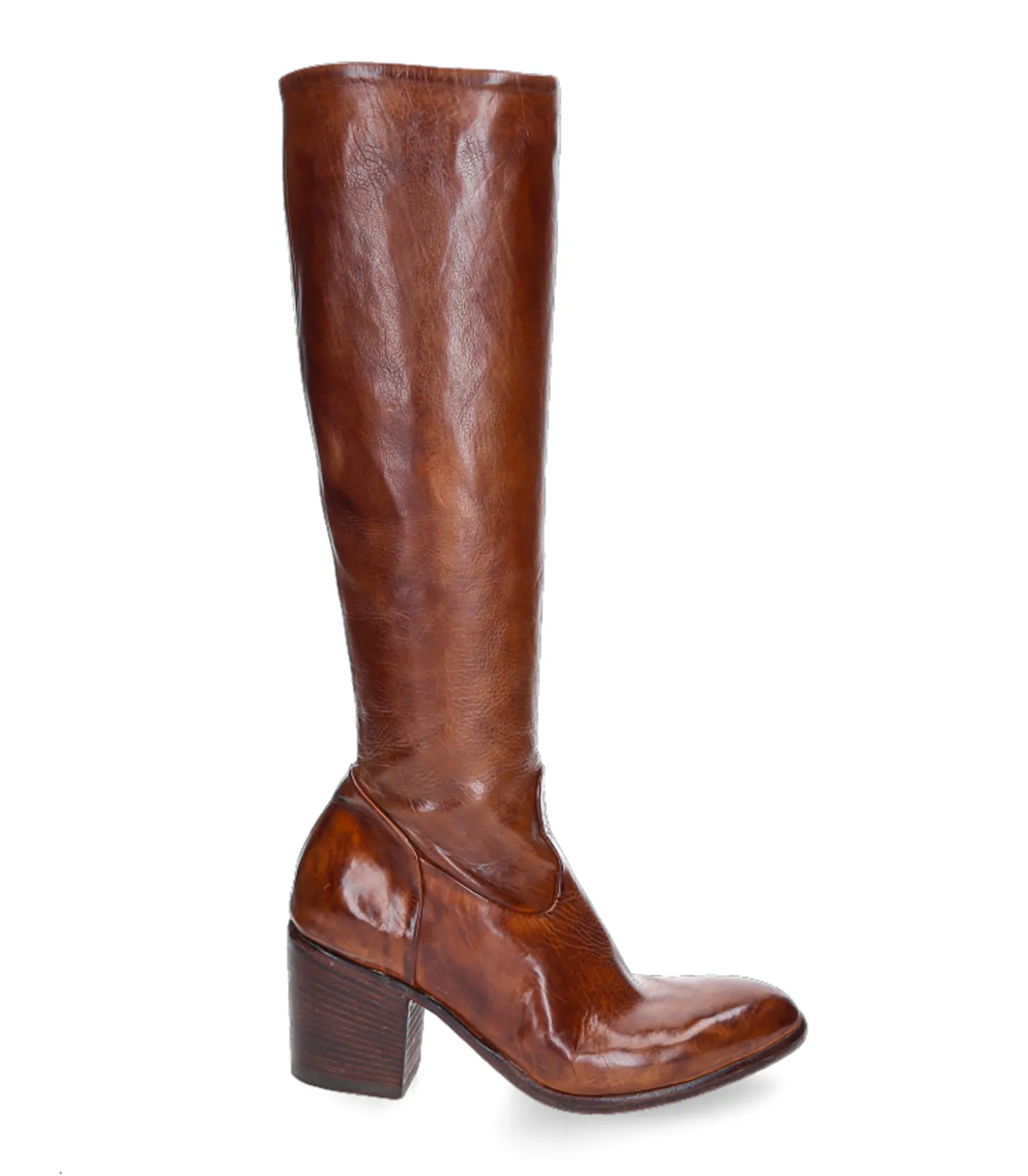 Bottes hautes en cuir Cognac-King Tartufoli Outlet