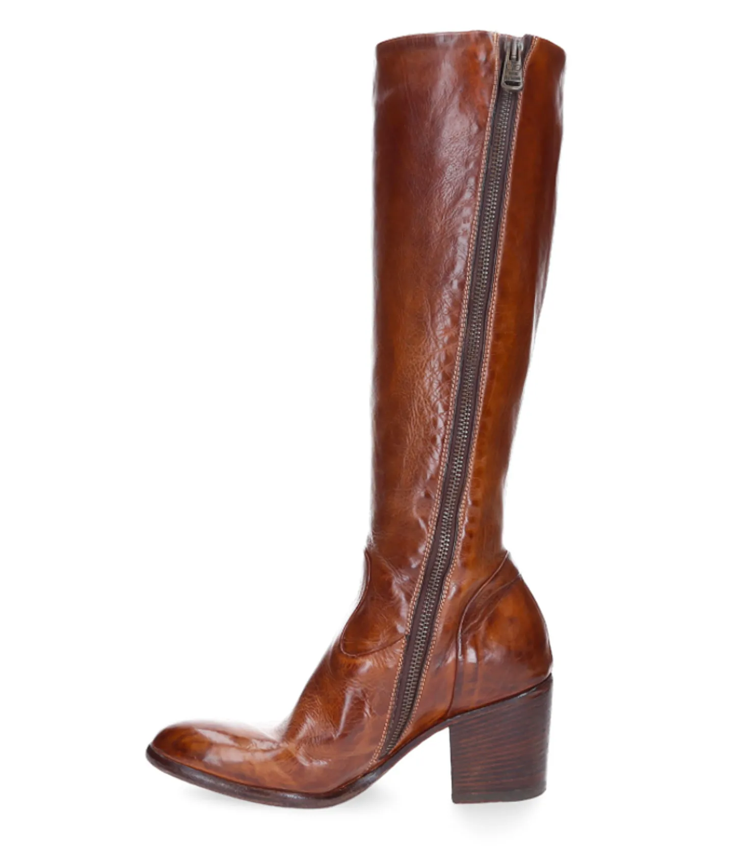 Bottes hautes en cuir Cognac-King Tartufoli Outlet