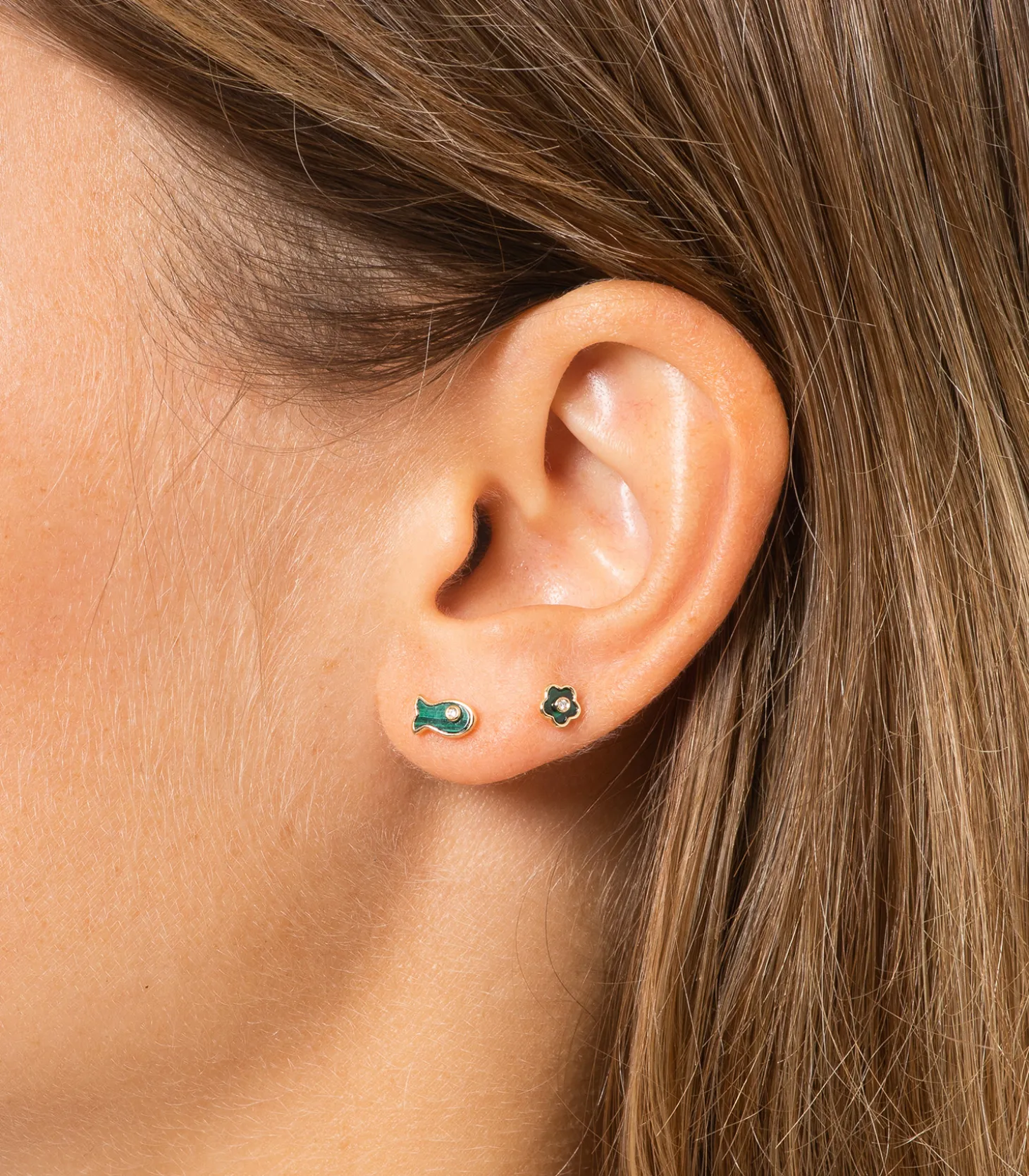 Boucle d'oreille Stud Flower Malachite-Pamela Love Sale