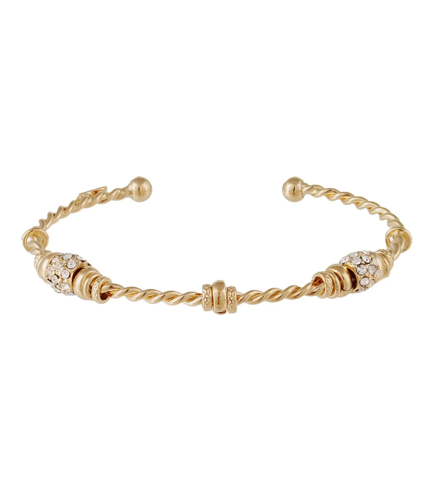 Bracelet Jonc Torsade 3 PM Strass Doré-Gas Bijoux Shop