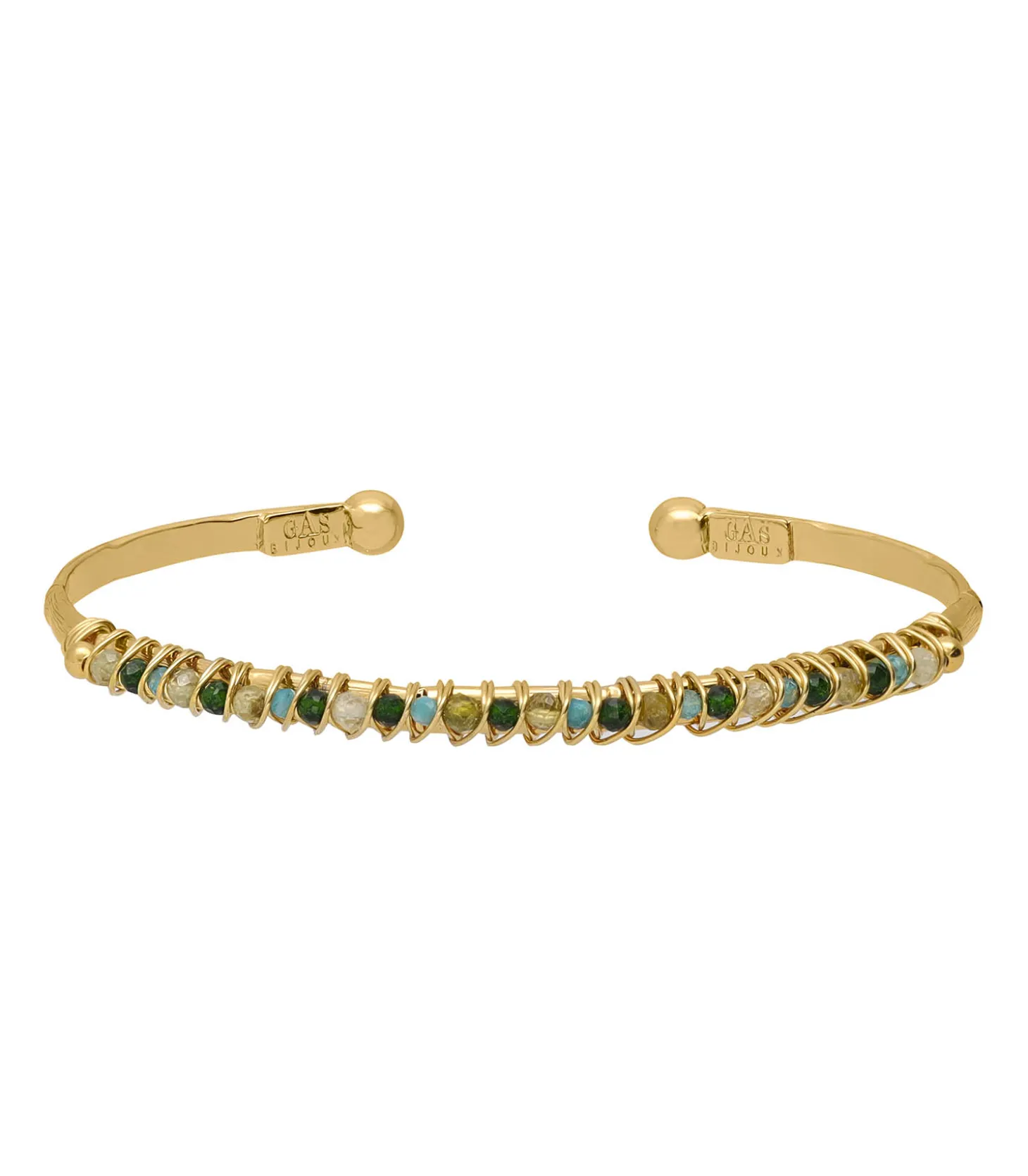 Bracelet Lyre jonc grand modèle doré Vert-Gas Bijoux Store