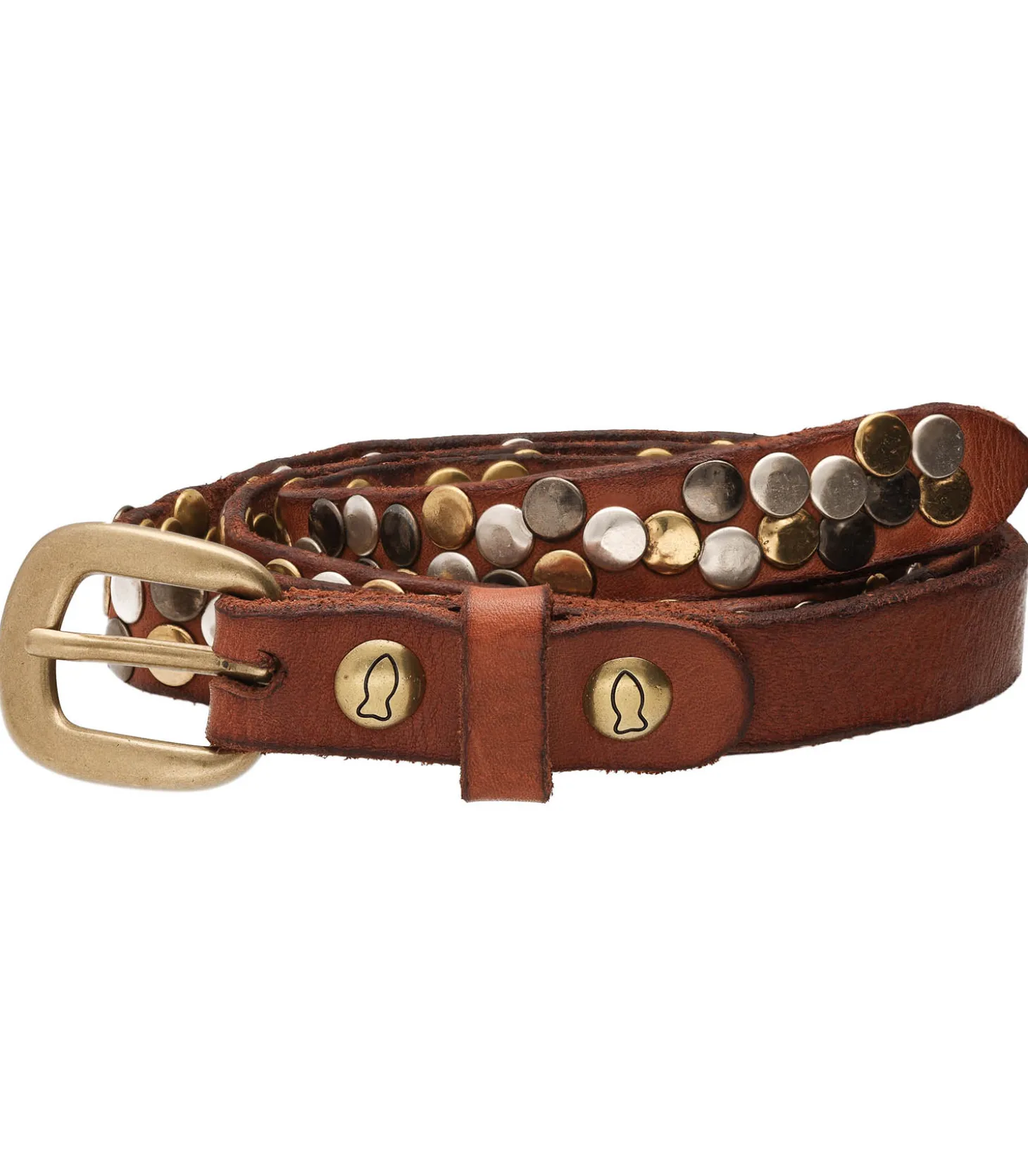 Ceinture Liri Cuir Cognac et Studs-Campomaggi Fashion