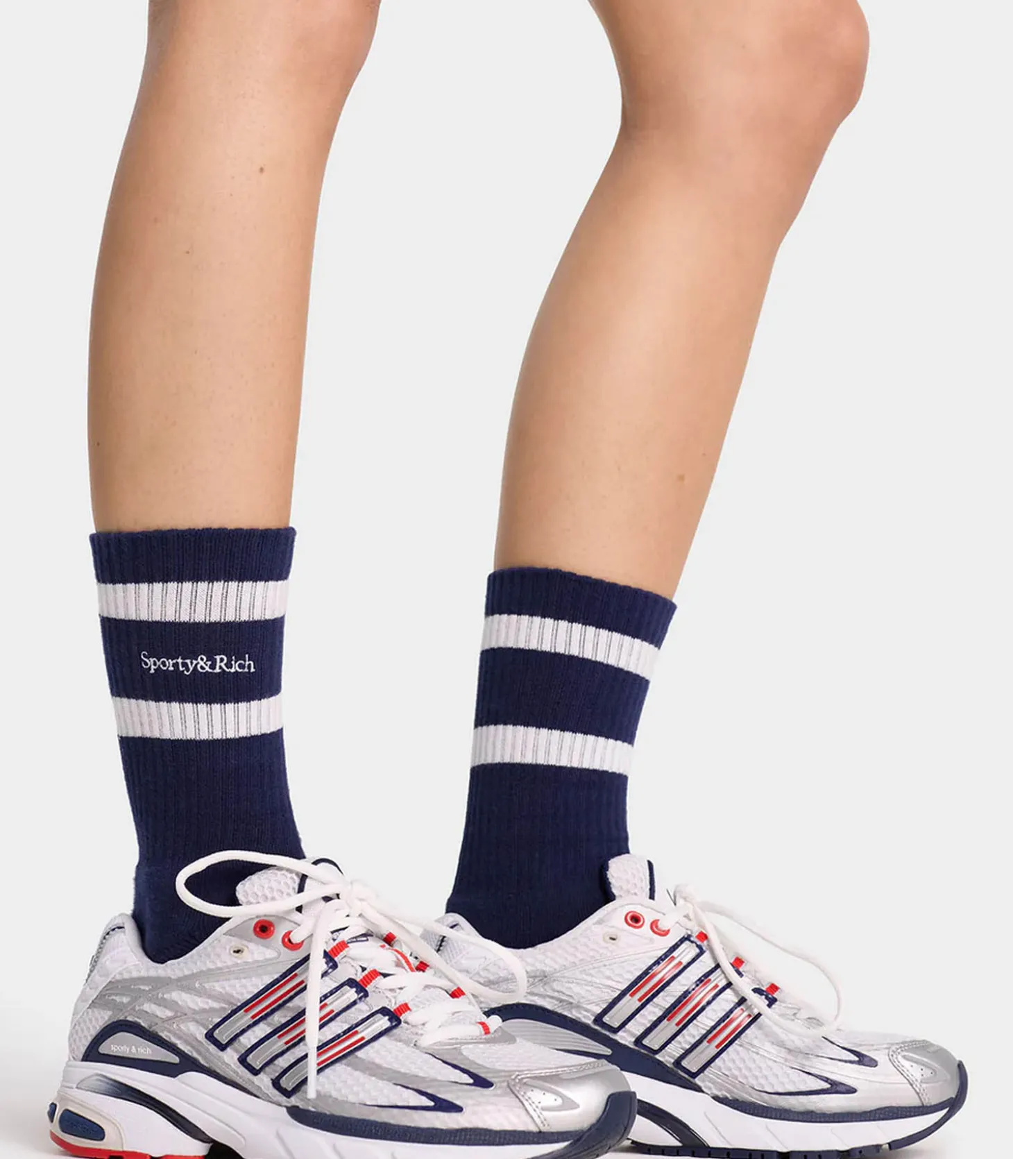 Chaussettes Serif Logo striped Navy-Sporty & Rich Sale