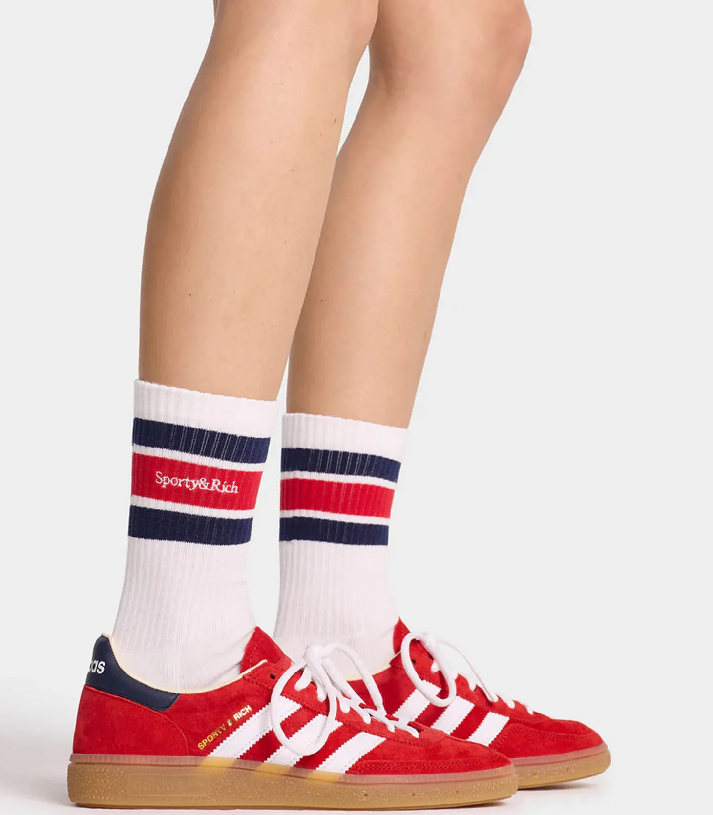 Chaussettes Serif Logo striped White-Sporty & Rich Best