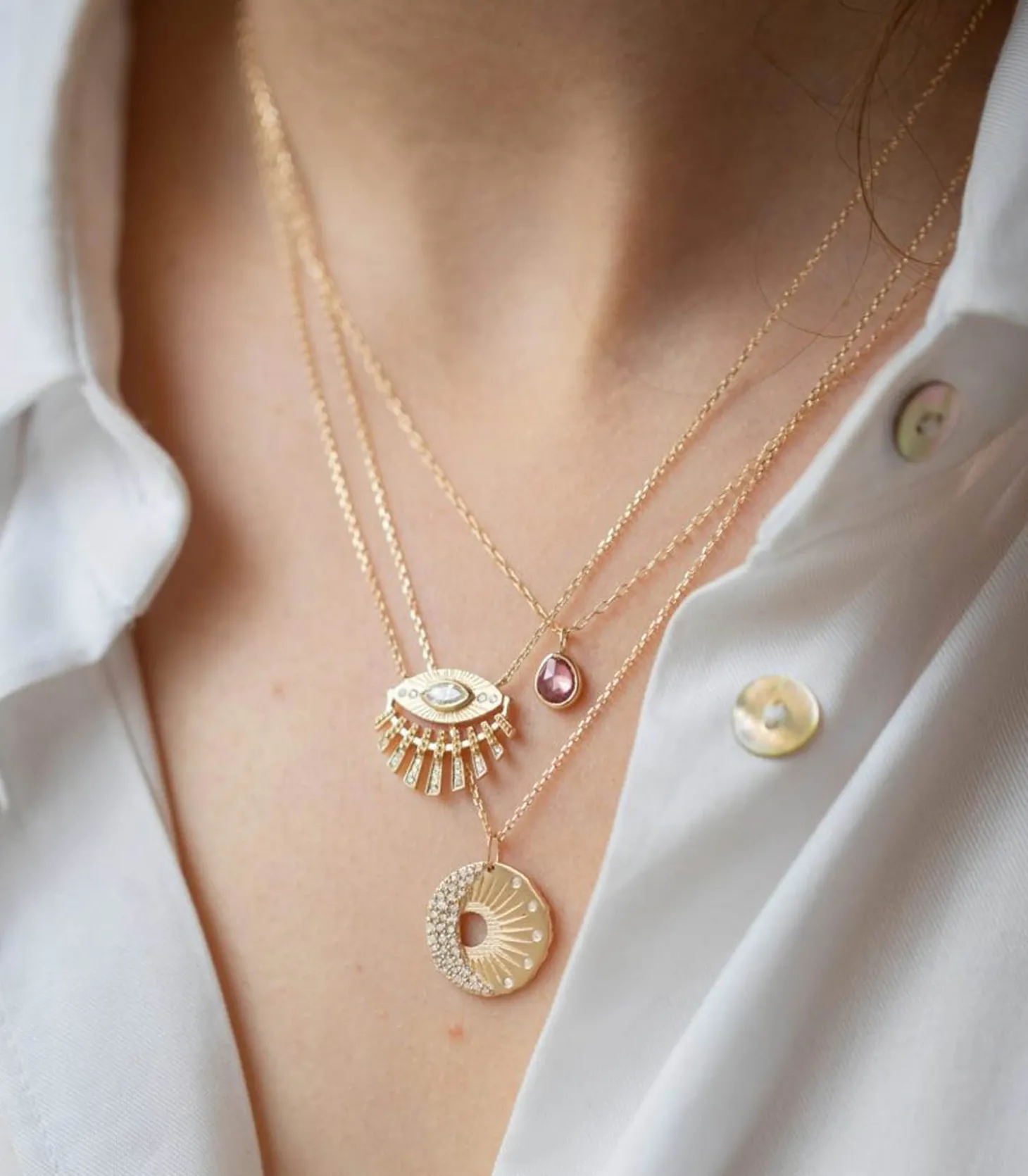 Collier Médaille Soleil & Lune-Céline Daoust Sale