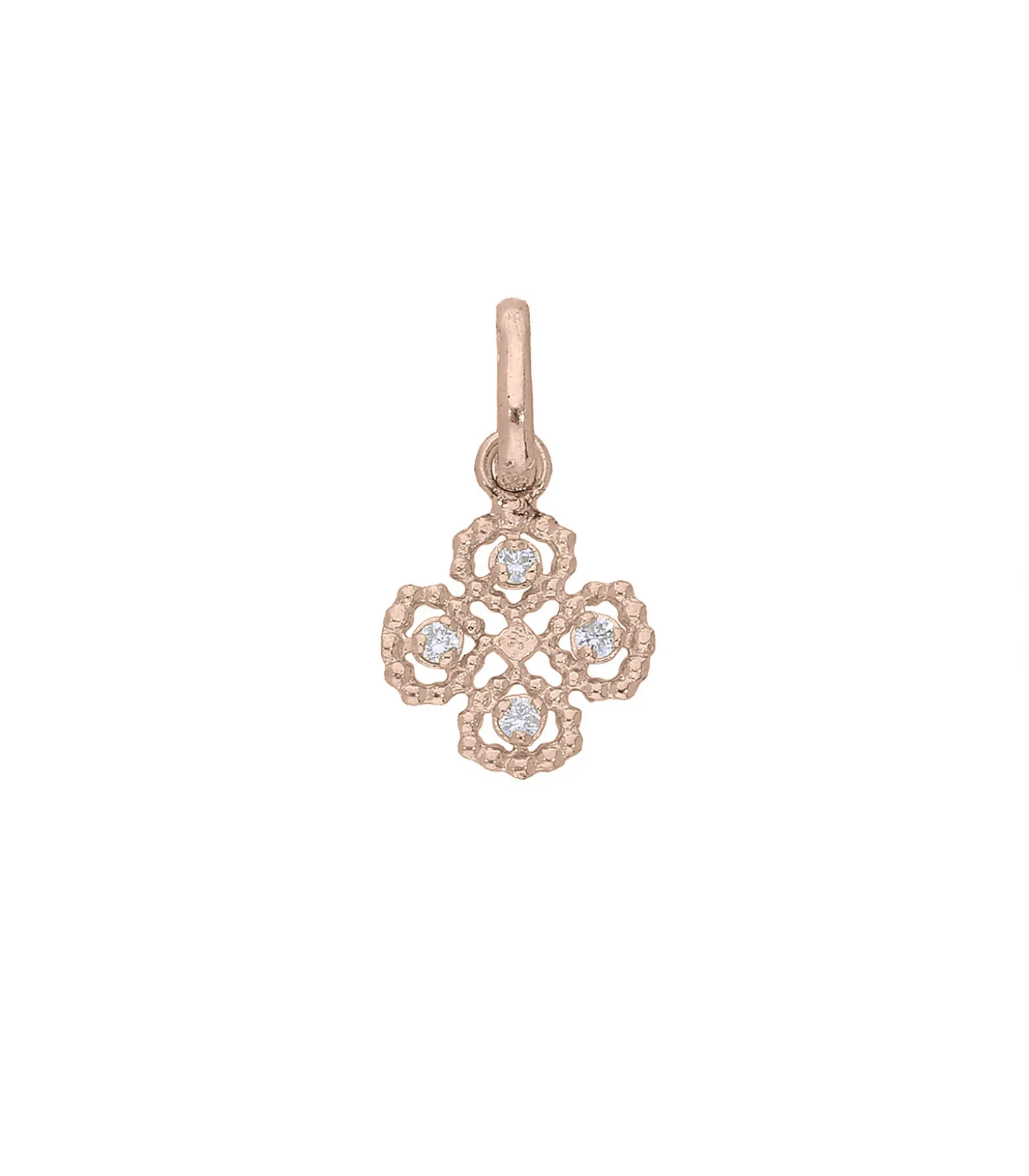 Pendentif trèfle or rose diamants-Gigi Clozeau Sale