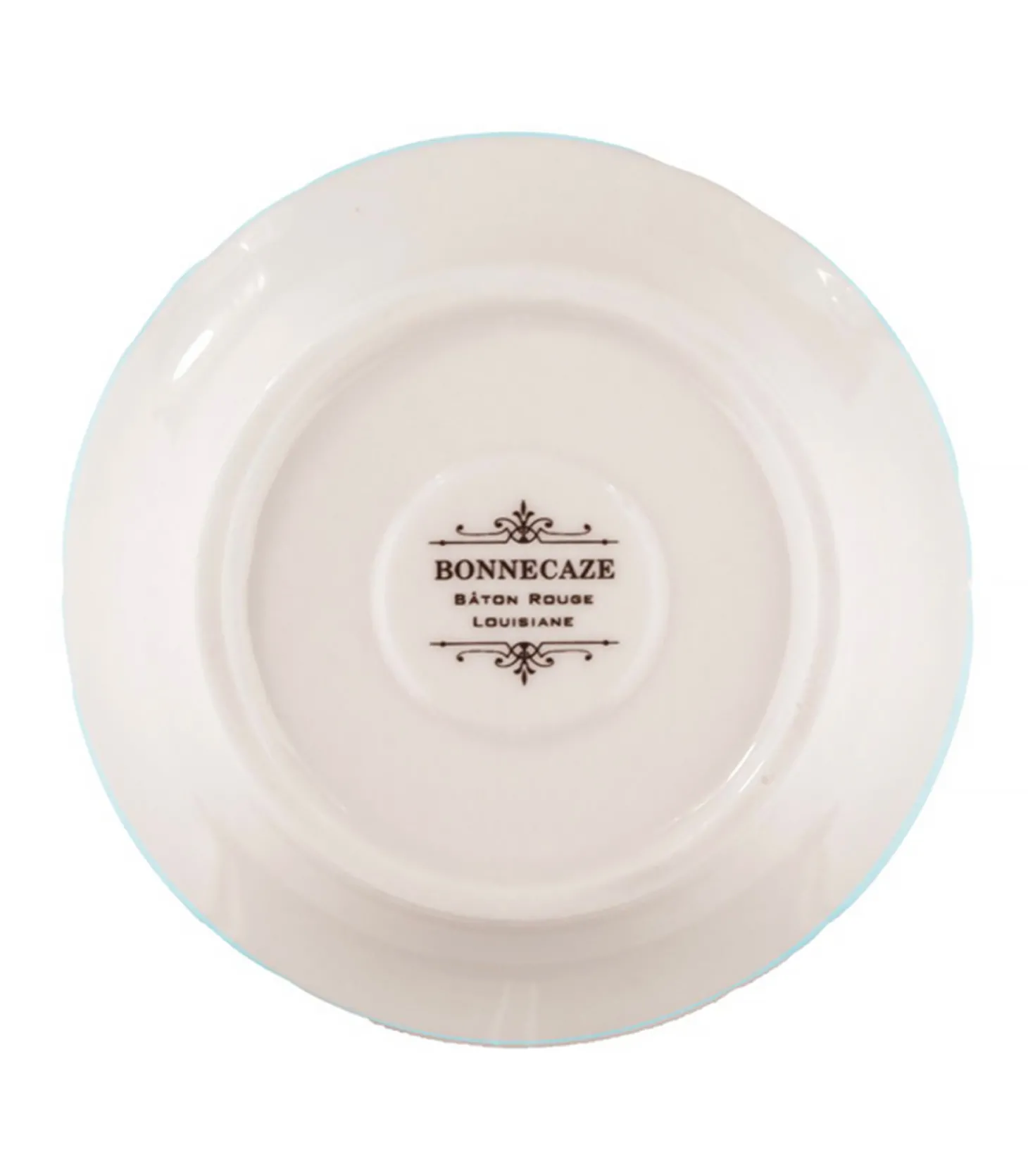 Soucoupe 1f75 en porcelaine bleu clair / or-Bonnecaze New