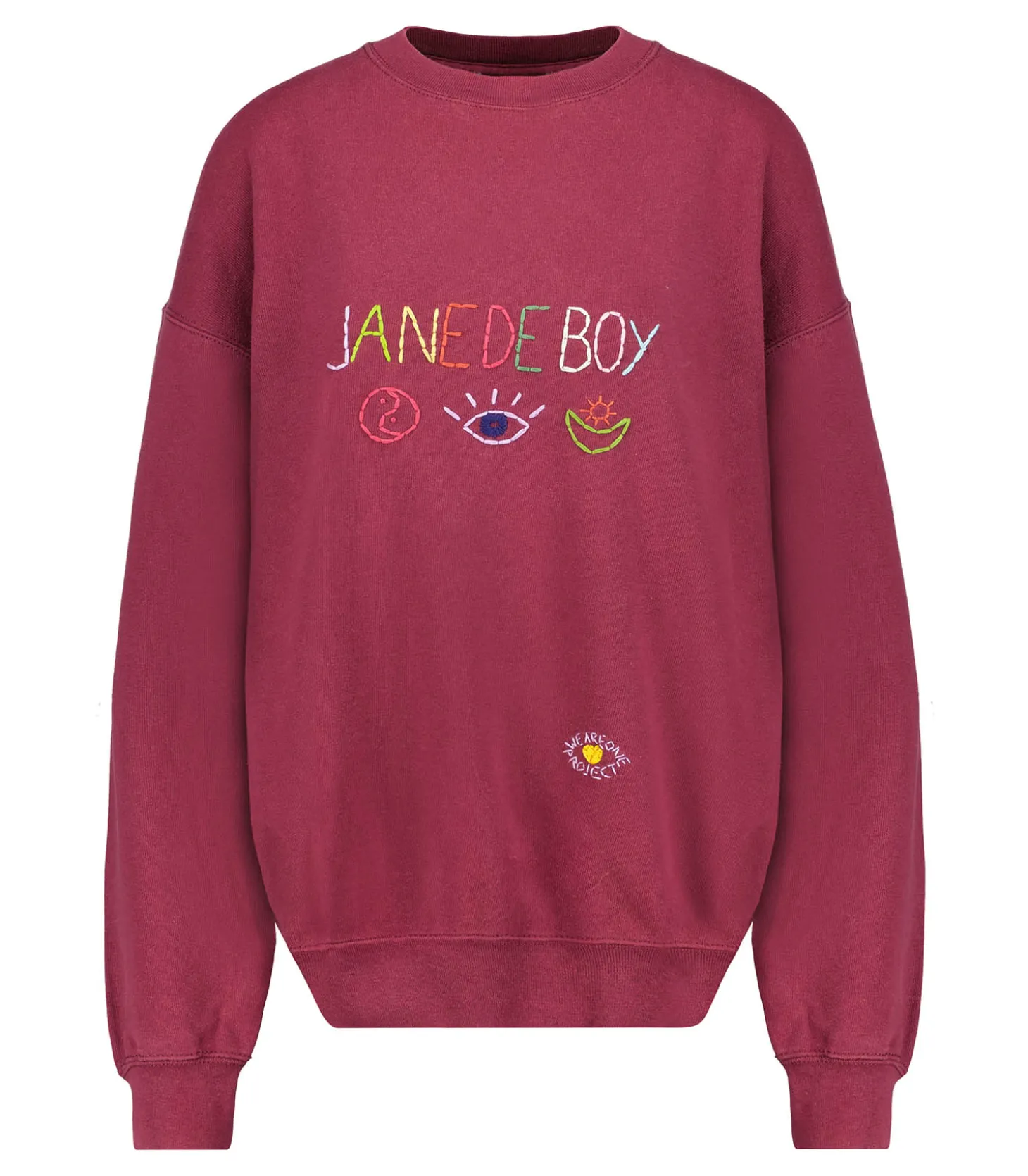 Sweat-shirt Vintage Brodé Jane de Boy Bordeaux-We Are One Project Discount