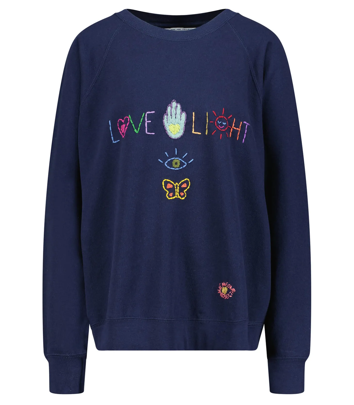 Sweat-shirt Vintage Brodé Love And Light Bleu Nuit-We Are One Project Shop