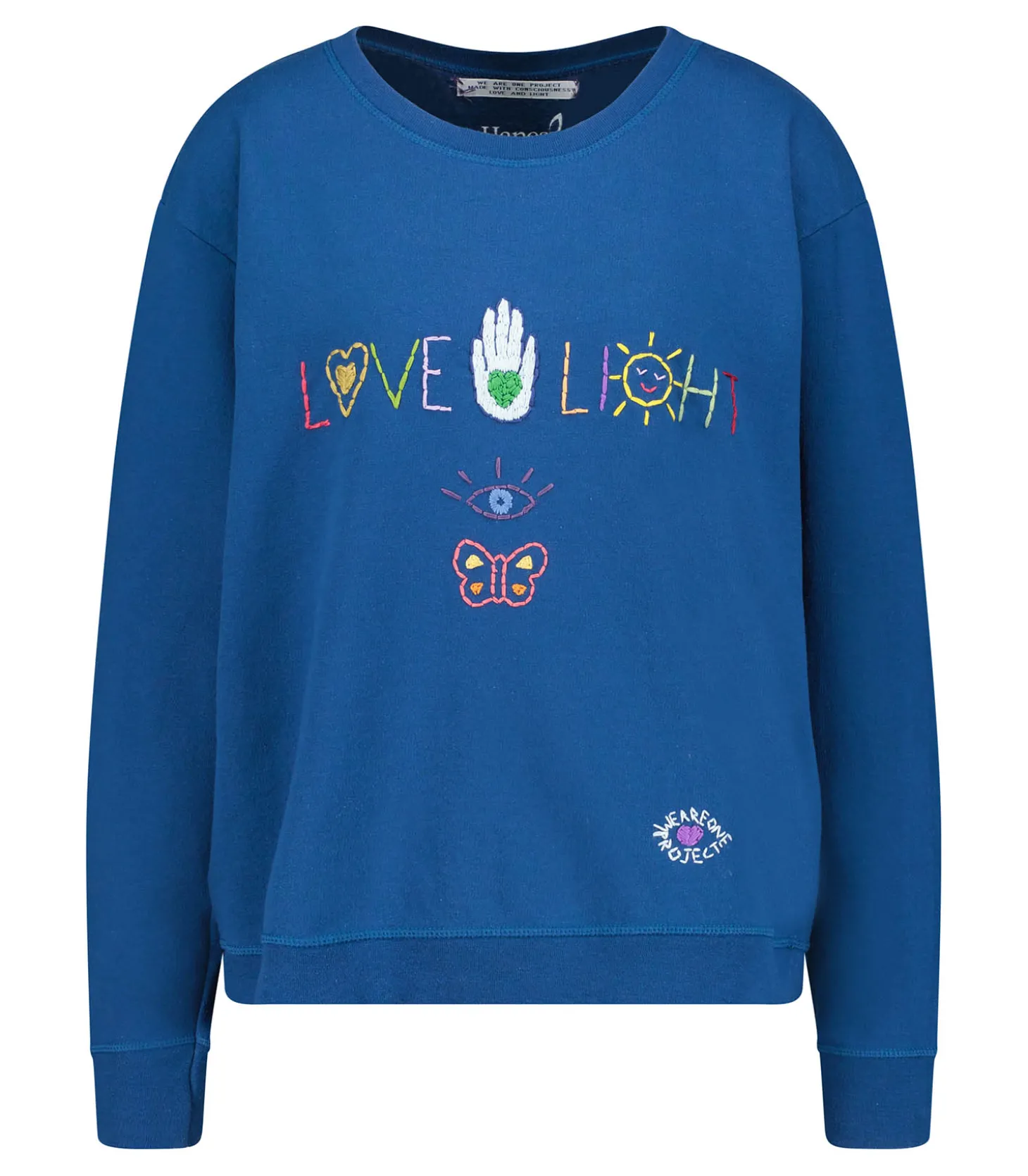 Sweat-shirt Vintage Brodé Love Light Bleu Marine-We Are One Project Cheap