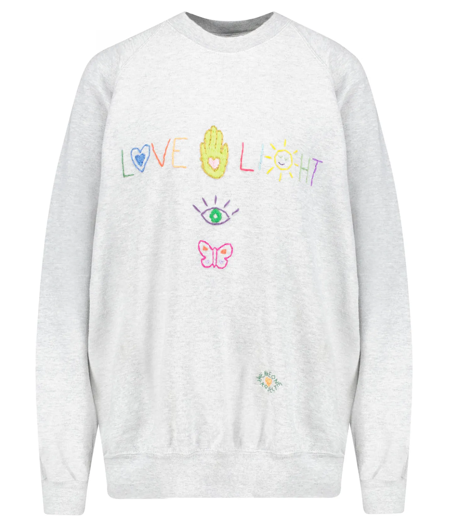 Sweat-shirt Vintage Brodé Love Light Gris-We Are One Project Clearance