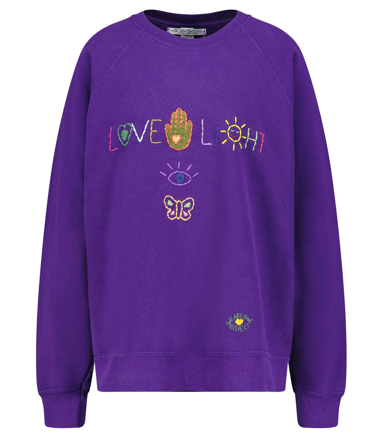 Sweat-shirt Vintage Brodé Love Light Violet-We Are One Project Outlet
