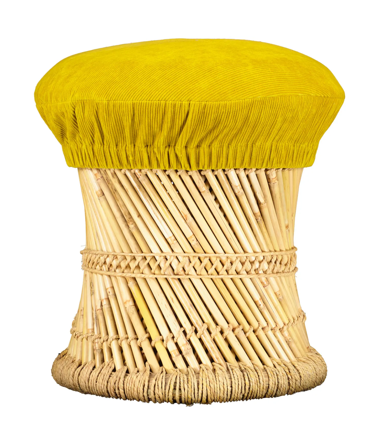 Tabouret Cordou Velours Côtelé Jaune-Manufactori Sale