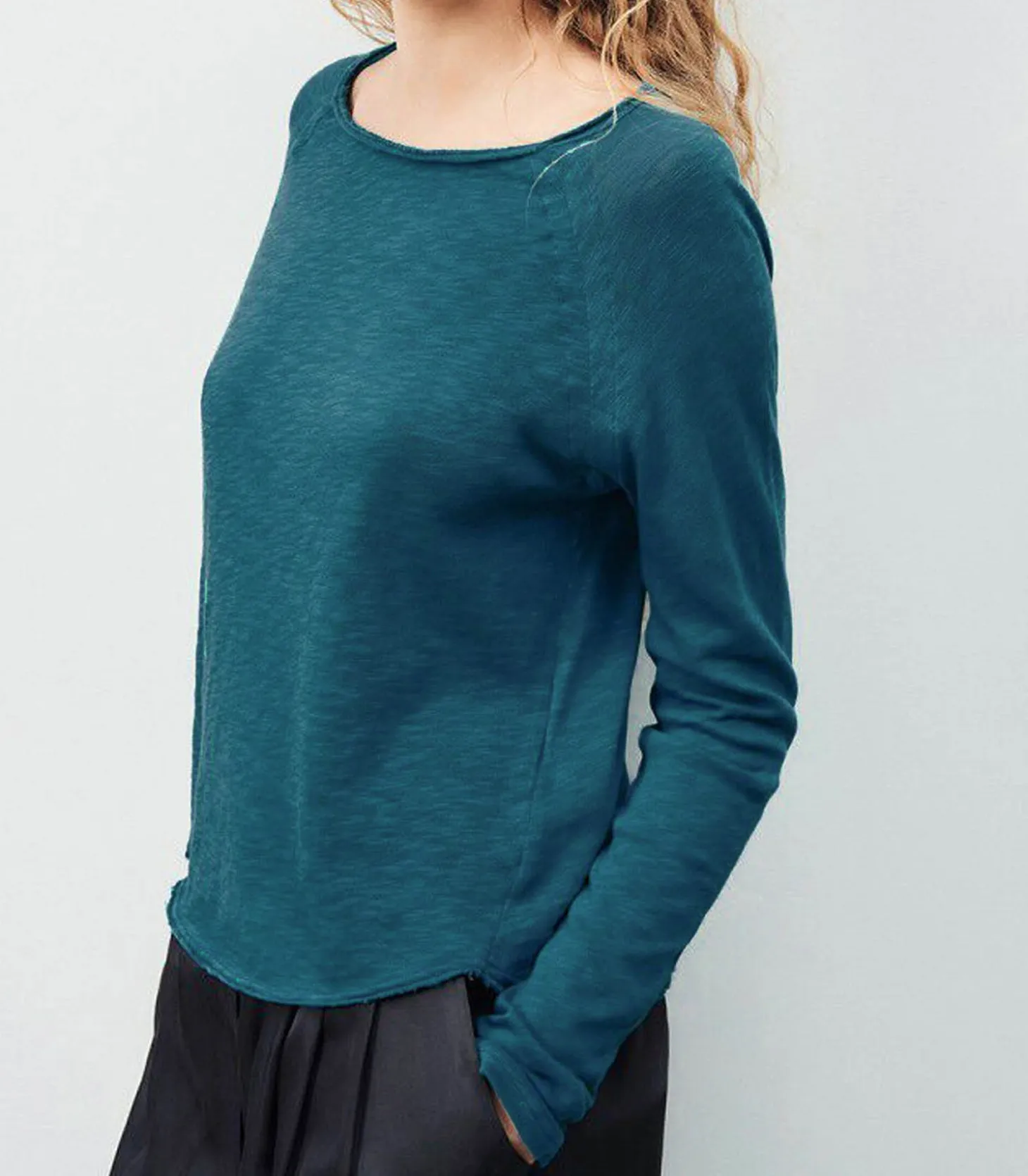 Tee-shirt Sonoma manches longues Pétrole Vintage-American Vintage Outlet
