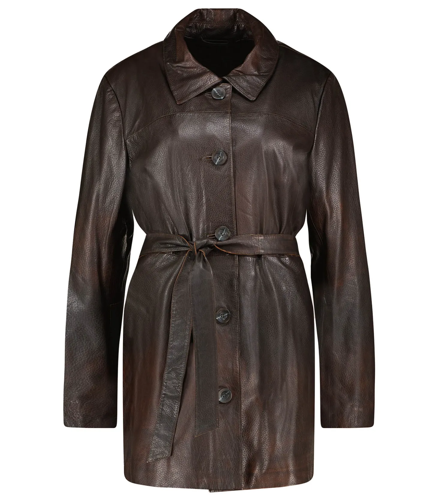 Trench en cuir Marlowe Rub Off Brown-LAMARQUE Shop