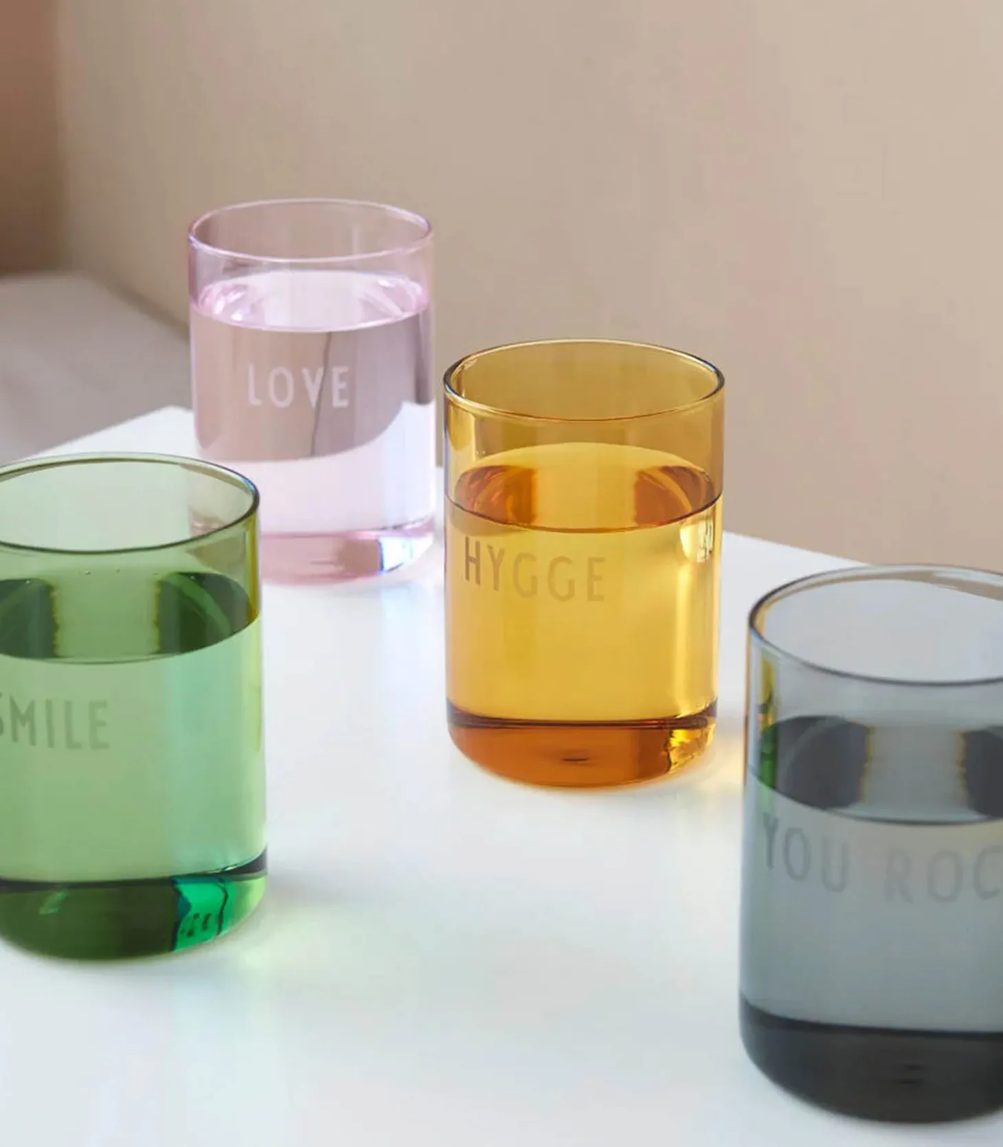 Verre Favorite Drinking Glass Hygge Yellow-Design Letters Flash Sale